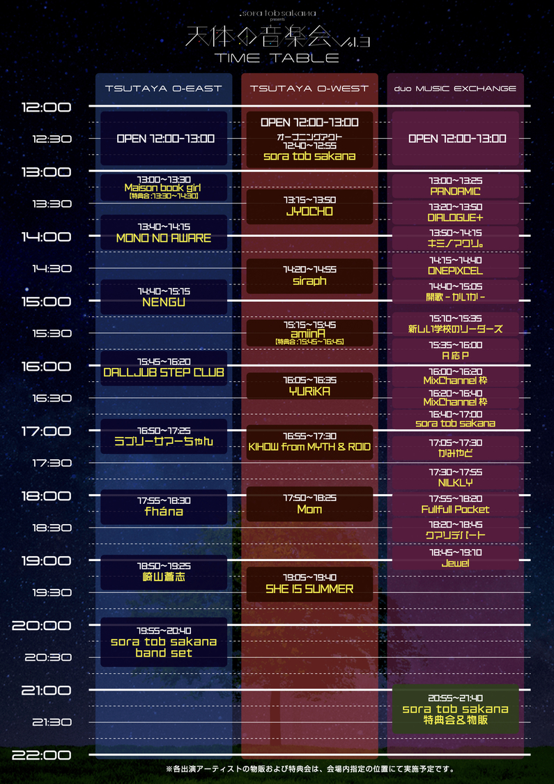 全会場タイムテーブル