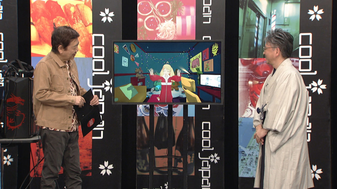 収録中、みかさとリアルタイムに話す鴻上尚史（左）と中村伊知哉教授（右）