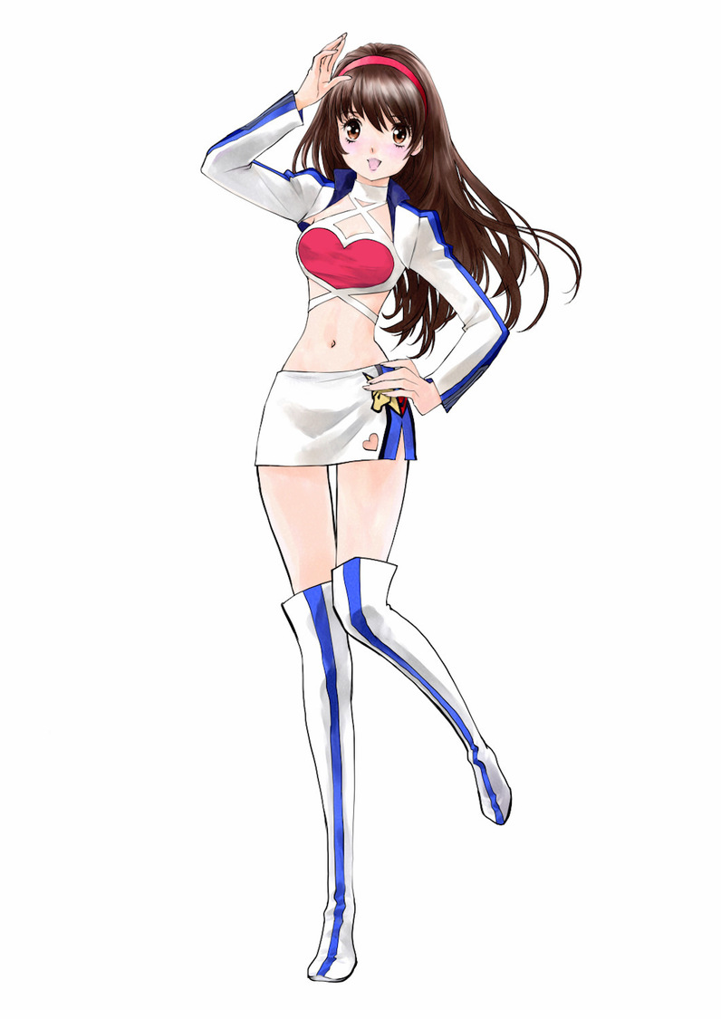 『いのまたむつみ』デザイン、ドライバースーツ着用の菅生あすか（©RFC RACING TEAM　©サンライズ　© PP Enterprise Co.,Ltd.）