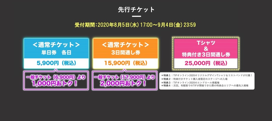 ＜TIF オンライン 2020＞チケット
