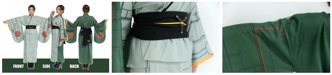 「零戦風52型着物」イメージ（モデル：赤羽もも）