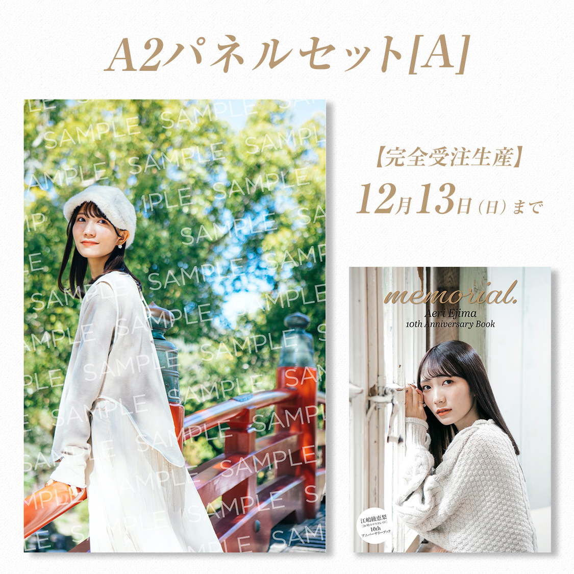【受注販売】Aeri Ejima 10th Anniversary Book『memorial.』／江嶋綾恵梨（26時のマスカレイド）10thアニバーサリーブック＋A2パネル Type A（書籍＋A2パネルセットType A）
