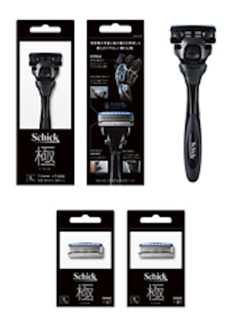 「極 KIWAMI」《ブラック》本体ホルダー（刃付き）＋替刃1コ／替刃（4コ入）および替刃（8コ入）